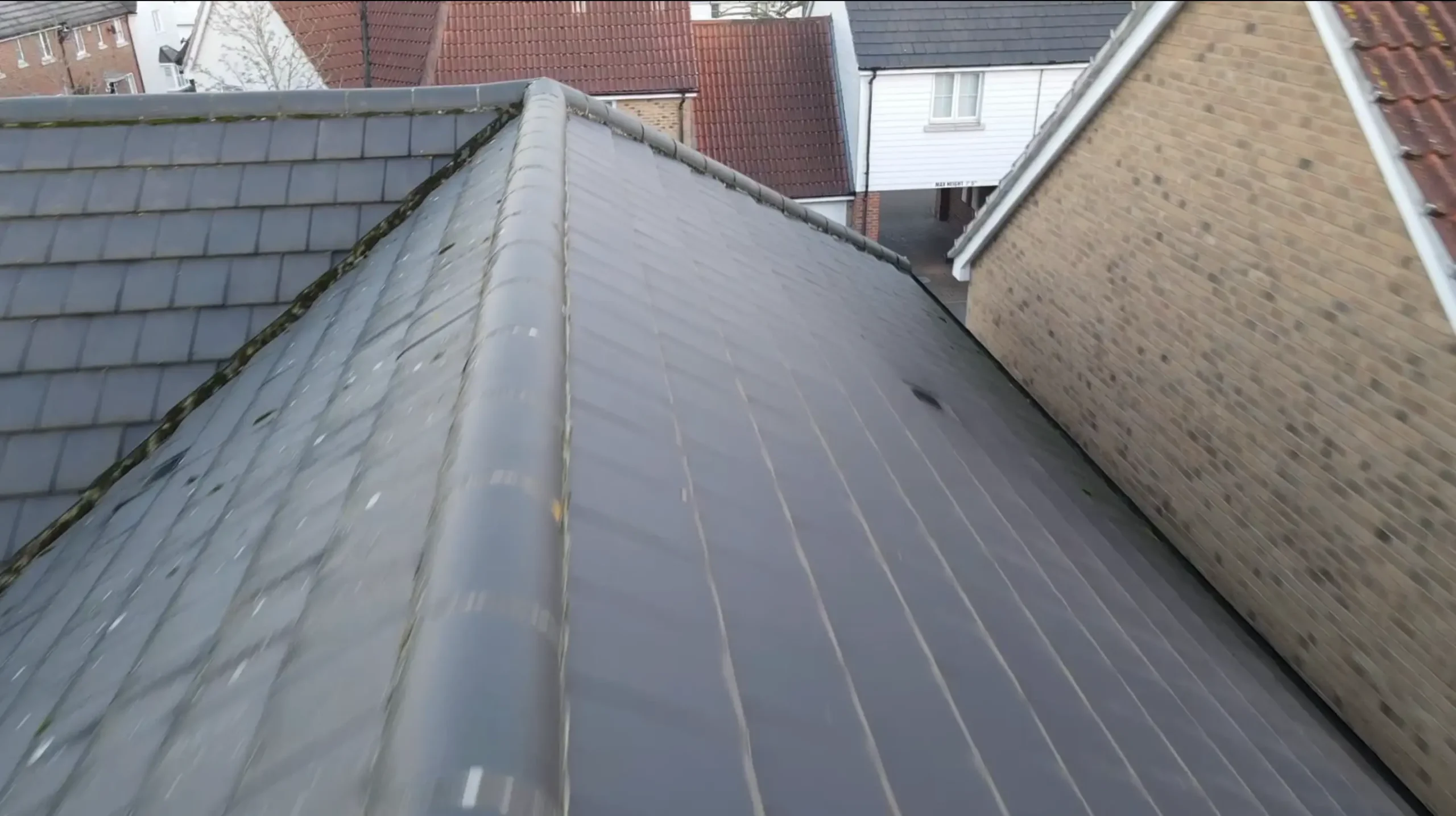Aerial drone roof survey of a UK residential property