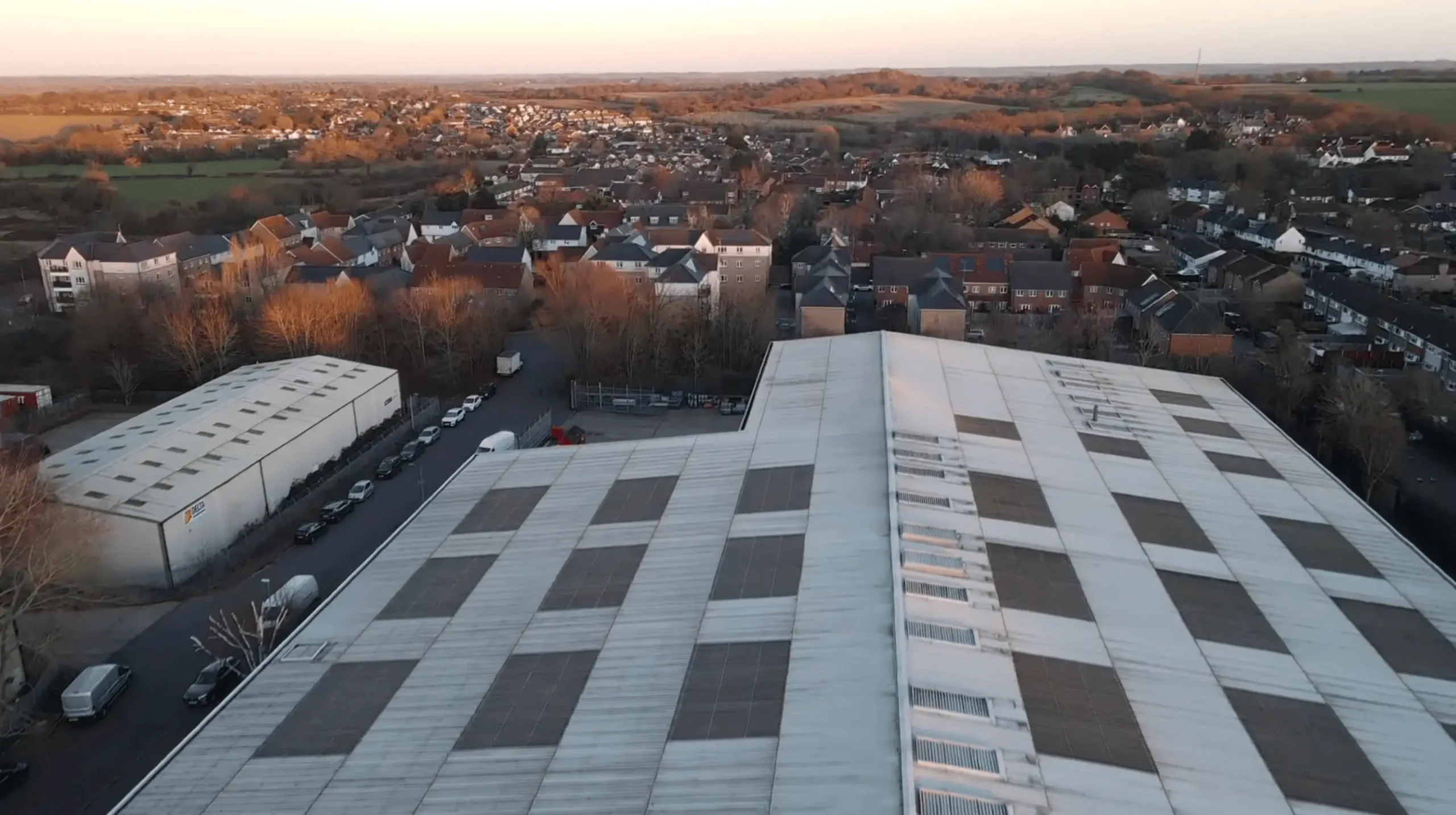 Survey drone inspecting the elevations of a building on site